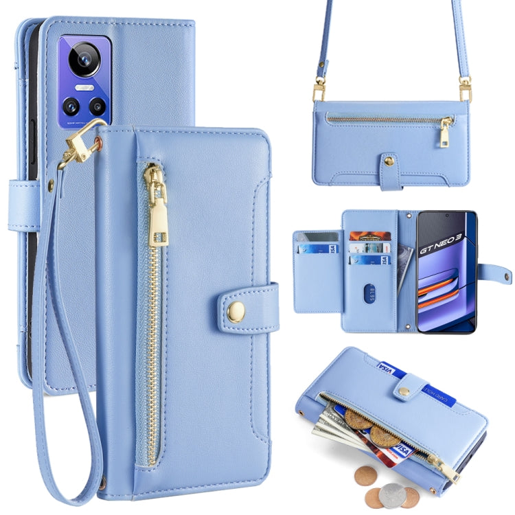 Sheep Texture Cross-body Zipper Wallet Leather Phone Case, For Realme 10 Pro 5G, For Realme 10 Pro+ 5G, For Realme 10 4G, For Realme C33 4G, For Realme C30 4G / Narzo 50i Prime, For Realme C31, For Realme GT Neo 3, For Realme 9 Pro+