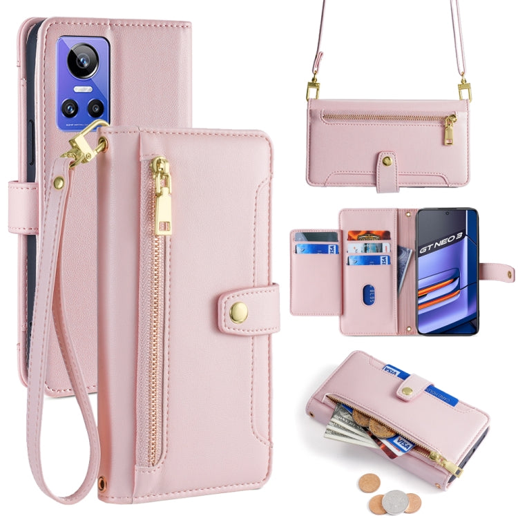 Sheep Texture Cross-body Zipper Wallet Leather Phone Case, For Realme 10 Pro 5G, For Realme 10 Pro+ 5G, For Realme 10 4G, For Realme C33 4G, For Realme C30 4G / Narzo 50i Prime, For Realme C31, For Realme GT Neo 3, For Realme 9 Pro+