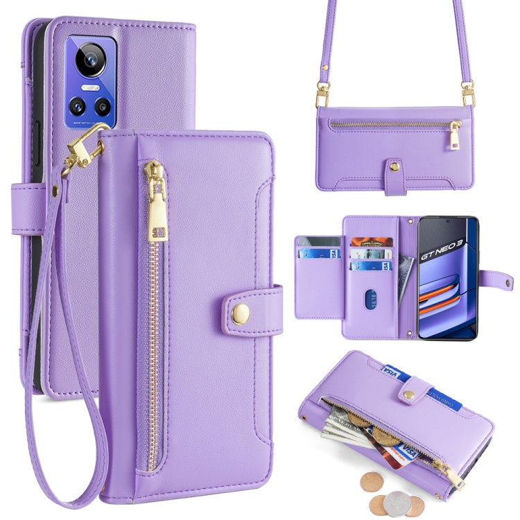 Sheep Texture Cross-body Zipper Wallet Leather Phone Case, For Realme 10 Pro 5G, For Realme 10 Pro+ 5G, For Realme 10 4G, For Realme C33 4G, For Realme C30 4G / Narzo 50i Prime, For Realme C31, For Realme GT Neo 3, For Realme 9 Pro+