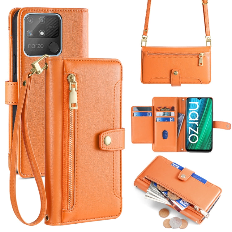 Sheep Texture Cross-body Zipper Wallet Leather Phone Case, For Realme C35, For Realme 9 Pro, For Realme GT2 Pro, For Realme Narzo 50A, For Realme 8i, For Realme GT Neo 2 5G, For Realme GT Master, For Realme C21Y