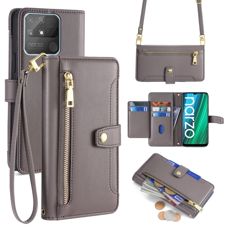 Sheep Texture Cross-body Zipper Wallet Leather Phone Case, For Realme C35, For Realme 9 Pro, For Realme GT2 Pro, For Realme Narzo 50A, For Realme 8i, For Realme GT Neo 2 5G, For Realme GT Master, For Realme C21Y