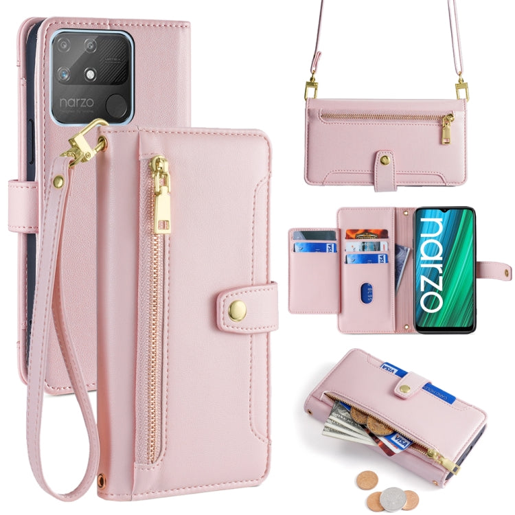 Sheep Texture Cross-body Zipper Wallet Leather Phone Case, For Realme C35, For Realme 9 Pro, For Realme GT2 Pro, For Realme Narzo 50A, For Realme 8i, For Realme GT Neo 2 5G, For Realme GT Master, For Realme C21Y