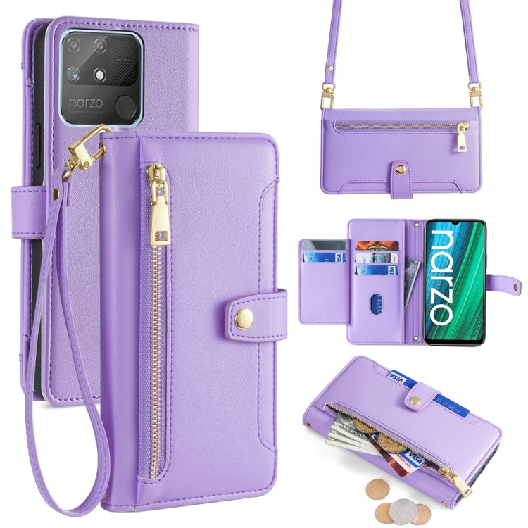 Sheep Texture Cross-body Zipper Wallet Leather Phone Case, For Realme C35, For Realme 9 Pro, For Realme GT2 Pro, For Realme Narzo 50A, For Realme 8i, For Realme GT Neo 2 5G, For Realme GT Master, For Realme C21Y