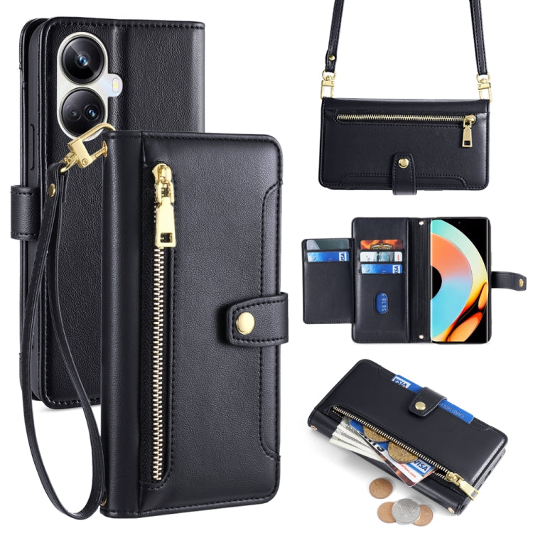 Sheep Texture Cross-body Zipper Wallet Leather Phone Case, For Realme 10 Pro 5G, For Realme 10 Pro+ 5G, For Realme 10 4G, For Realme C33 4G, For Realme C30 4G / Narzo 50i Prime, For Realme C31, For Realme GT Neo 3, For Realme 9 Pro+
