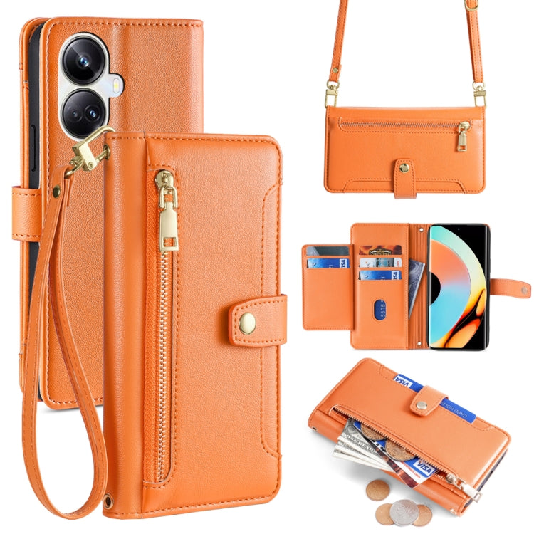 Sheep Texture Cross-body Zipper Wallet Leather Phone Case, For Realme 10 Pro 5G, For Realme 10 Pro+ 5G, For Realme 10 4G, For Realme C33 4G, For Realme C30 4G / Narzo 50i Prime, For Realme C31, For Realme GT Neo 3, For Realme 9 Pro+