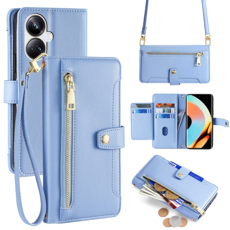 Sheep Texture Cross-body Zipper Wallet Leather Phone Case, For Realme 10 Pro 5G, For Realme 10 Pro+ 5G, For Realme 10 4G, For Realme C33 4G, For Realme C30 4G / Narzo 50i Prime, For Realme C31, For Realme GT Neo 3, For Realme 9 Pro+