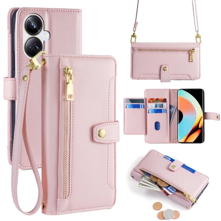 Sheep Texture Cross-body Zipper Wallet Leather Phone Case, For Realme 10 Pro 5G, For Realme 10 Pro+ 5G, For Realme 10 4G, For Realme C33 4G, For Realme C30 4G / Narzo 50i Prime, For Realme C31, For Realme GT Neo 3, For Realme 9 Pro+