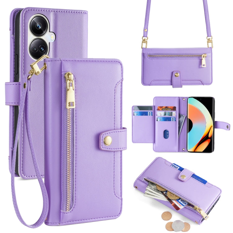 Sheep Texture Cross-body Zipper Wallet Leather Phone Case, For Realme 10 Pro 5G, For Realme 10 Pro+ 5G, For Realme 10 4G, For Realme C33 4G, For Realme C30 4G / Narzo 50i Prime, For Realme C31, For Realme GT Neo 3, For Realme 9 Pro+