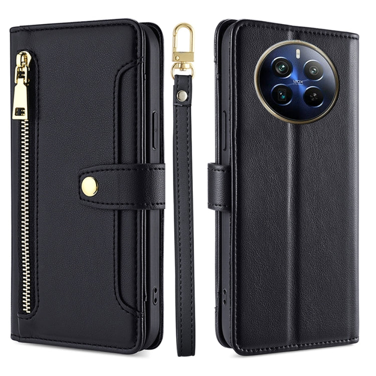 Sheep Texture Cross-body Zipper Wallet Leather Phone Case, For Realme 14 Pro 5G Global, For Realme C75 4G / 14x 5G Global, For Realme 13 Pro 5G, For Realme C61 4G, For Realme GT Neo6 SE, For Realme 12 5G, For Realme 12+ 5G, For Realme 12 Pro 5G