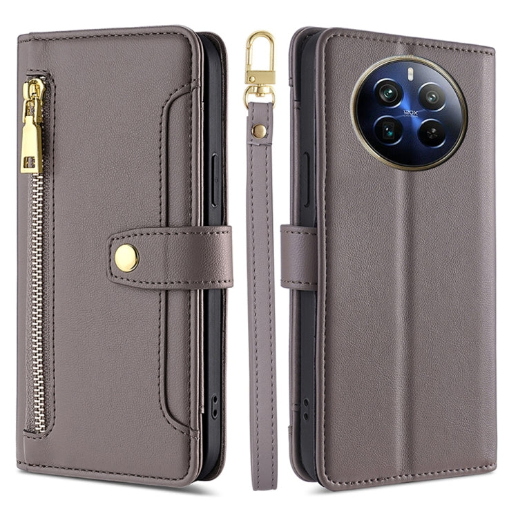 Sheep Texture Cross-body Zipper Wallet Leather Phone Case, For Realme 14 Pro 5G Global, For Realme C75 4G / 14x 5G Global, For Realme 13 Pro 5G, For Realme C61 4G, For Realme GT Neo6 SE, For Realme 12 5G, For Realme 12+ 5G, For Realme 12 Pro 5G