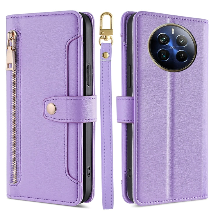 Sheep Texture Cross-body Zipper Wallet Leather Phone Case, For Realme 14 Pro 5G Global, For Realme C75 4G / 14x 5G Global, For Realme 13 Pro 5G, For Realme C61 4G, For Realme GT Neo6 SE, For Realme 12 5G, For Realme 12+ 5G, For Realme 12 Pro 5G