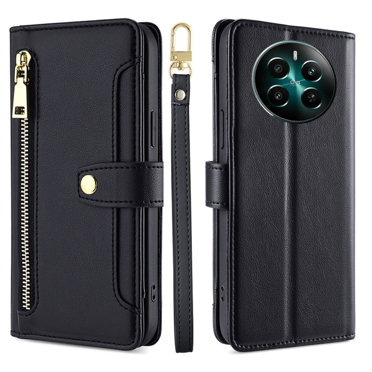Sheep Texture Cross-body Zipper Wallet Leather Phone Case, For Realme 14 Pro 5G Global, For Realme C75 4G / 14x 5G Global, For Realme 13 Pro 5G, For Realme C61 4G, For Realme GT Neo6 SE, For Realme 12 5G, For Realme 12+ 5G, For Realme 12 Pro 5G