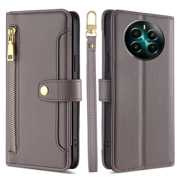 Sheep Texture Cross-body Zipper Wallet Leather Phone Case, For Realme 14 Pro 5G Global, For Realme C75 4G / 14x 5G Global, For Realme 13 Pro 5G, For Realme C61 4G, For Realme GT Neo6 SE, For Realme 12 5G, For Realme 12+ 5G, For Realme 12 Pro 5G