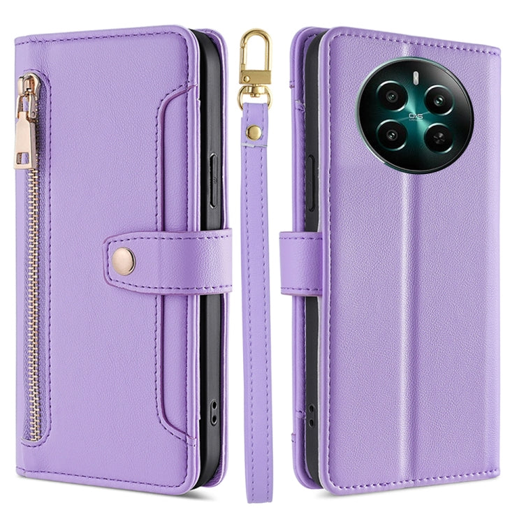 Sheep Texture Cross-body Zipper Wallet Leather Phone Case, For Realme 14 Pro 5G Global, For Realme C75 4G / 14x 5G Global, For Realme 13 Pro 5G, For Realme C61 4G, For Realme GT Neo6 SE, For Realme 12 5G, For Realme 12+ 5G, For Realme 12 Pro 5G