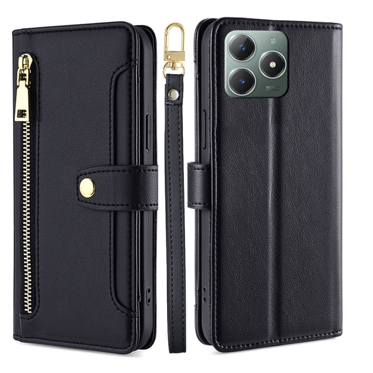 Sheep Texture Cross-body Zipper Wallet Leather Phone Case, For Realme 14 Pro 5G Global, For Realme C75 4G / 14x 5G Global, For Realme 13 Pro 5G, For Realme C61 4G, For Realme GT Neo6 SE, For Realme 12 5G, For Realme 12+ 5G, For Realme 12 Pro 5G