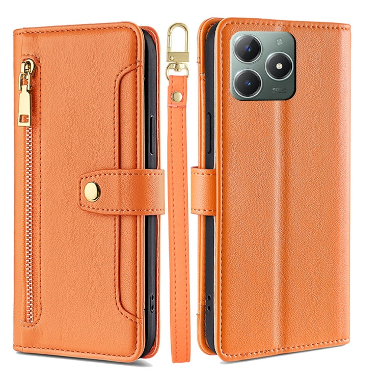Sheep Texture Cross-body Zipper Wallet Leather Phone Case, For Realme 14 Pro 5G Global, For Realme C75 4G / 14x 5G Global, For Realme 13 Pro 5G, For Realme C61 4G, For Realme GT Neo6 SE, For Realme 12 5G, For Realme 12+ 5G, For Realme 12 Pro 5G
