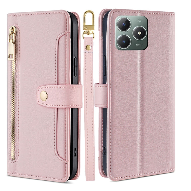 Sheep Texture Cross-body Zipper Wallet Leather Phone Case, For Realme 14 Pro 5G Global, For Realme C75 4G / 14x 5G Global, For Realme 13 Pro 5G, For Realme C61 4G, For Realme GT Neo6 SE, For Realme 12 5G, For Realme 12+ 5G, For Realme 12 Pro 5G