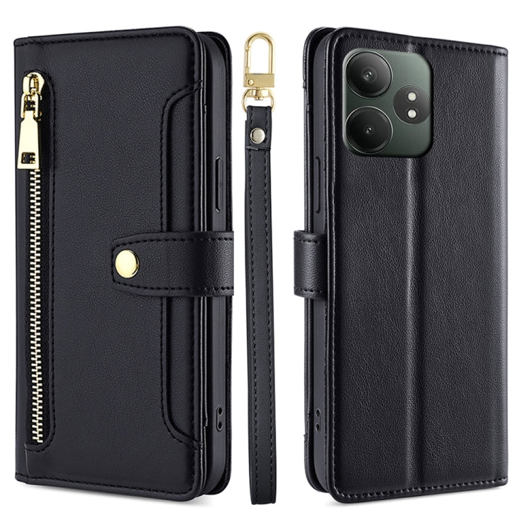 Sheep Texture Cross-body Zipper Wallet Leather Phone Case, For Realme 14 Pro 5G Global, For Realme C75 4G / 14x 5G Global, For Realme 13 Pro 5G, For Realme C61 4G, For Realme GT Neo6 SE, For Realme 12 5G, For Realme 12+ 5G, For Realme 12 Pro 5G