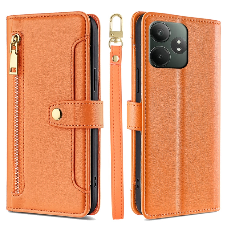 Sheep Texture Cross-body Zipper Wallet Leather Phone Case, For Realme 14 Pro 5G Global, For Realme C75 4G / 14x 5G Global, For Realme 13 Pro 5G, For Realme C61 4G, For Realme GT Neo6 SE, For Realme 12 5G, For Realme 12+ 5G, For Realme 12 Pro 5G
