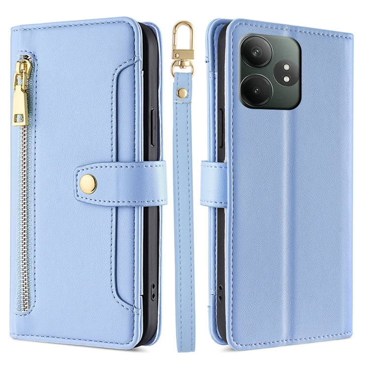 Sheep Texture Cross-body Zipper Wallet Leather Phone Case, For Realme 14 Pro 5G Global, For Realme C75 4G / 14x 5G Global, For Realme 13 Pro 5G, For Realme C61 4G, For Realme GT Neo6 SE, For Realme 12 5G, For Realme 12+ 5G, For Realme 12 Pro 5G