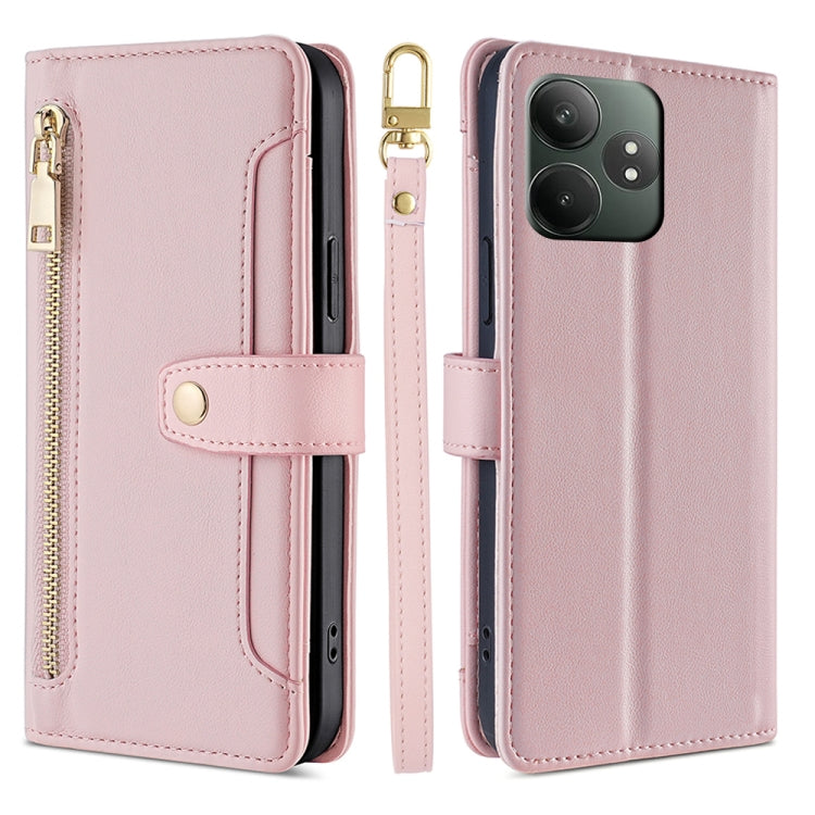 Sheep Texture Cross-body Zipper Wallet Leather Phone Case, For Realme 14 Pro 5G Global, For Realme C75 4G / 14x 5G Global, For Realme 13 Pro 5G, For Realme C61 4G, For Realme GT Neo6 SE, For Realme 12 5G, For Realme 12+ 5G, For Realme 12 Pro 5G