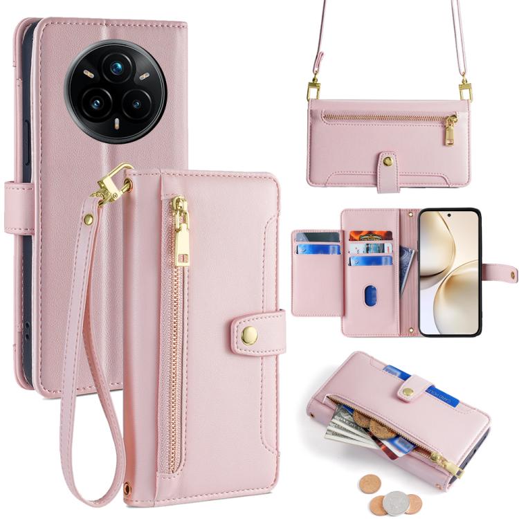 Sheep Texture Cross-body Zipper Wallet Leather Phone Case, For Realme 14 Pro 5G Global, For Realme C75 4G / 14x 5G Global, For Realme 13 Pro 5G, For Realme C61 4G, For Realme GT Neo6 SE, For Realme 12 5G, For Realme 12+ 5G, For Realme 12 Pro 5G
