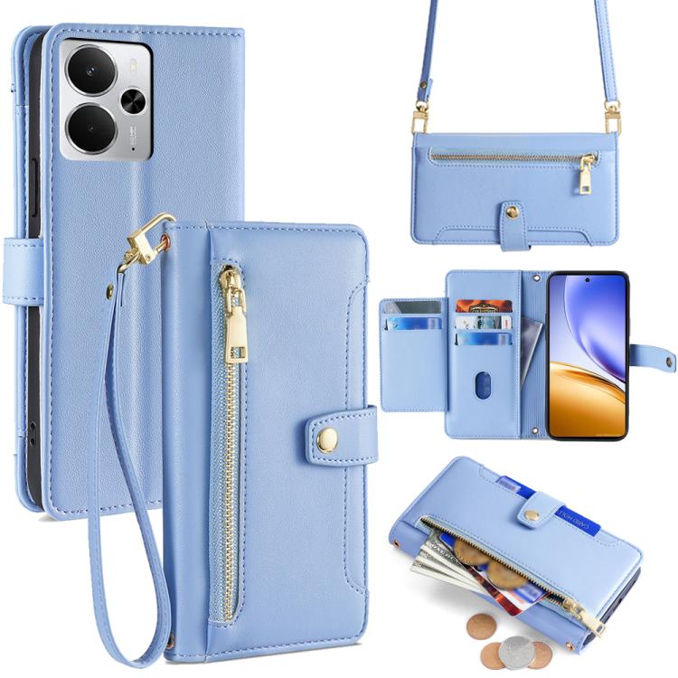 Sheep Texture Cross-body Zipper Wallet Leather Phone Case, For Realme C85 5G, For Realme C85 Pro 4G, For Realme 15T 5G Global, For Realme C71 4G, For Realme GT 7 5G Global, For Realme 14 5G Global, For Realme P3 Ultra 5G, For Realme 14 Pro+ 5G