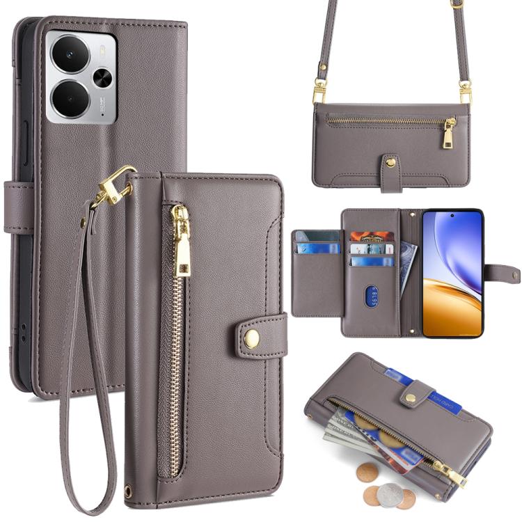 Sheep Texture Cross-body Zipper Wallet Leather Phone Case, For Realme C85 5G, For Realme C85 Pro 4G, For Realme 15T 5G Global, For Realme C71 4G, For Realme GT 7 5G Global, For Realme 14 5G Global, For Realme P3 Ultra 5G, For Realme 14 Pro+ 5G