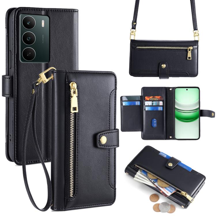 Sheep Texture Cross-body Zipper Wallet Leather Phone Case, For Realme C85 5G, For Realme C85 Pro 4G, For Realme 15T 5G Global, For Realme C71 4G, For Realme GT 7 5G Global, For Realme 14 5G Global, For Realme P3 Ultra 5G, For Realme 14 Pro+ 5G