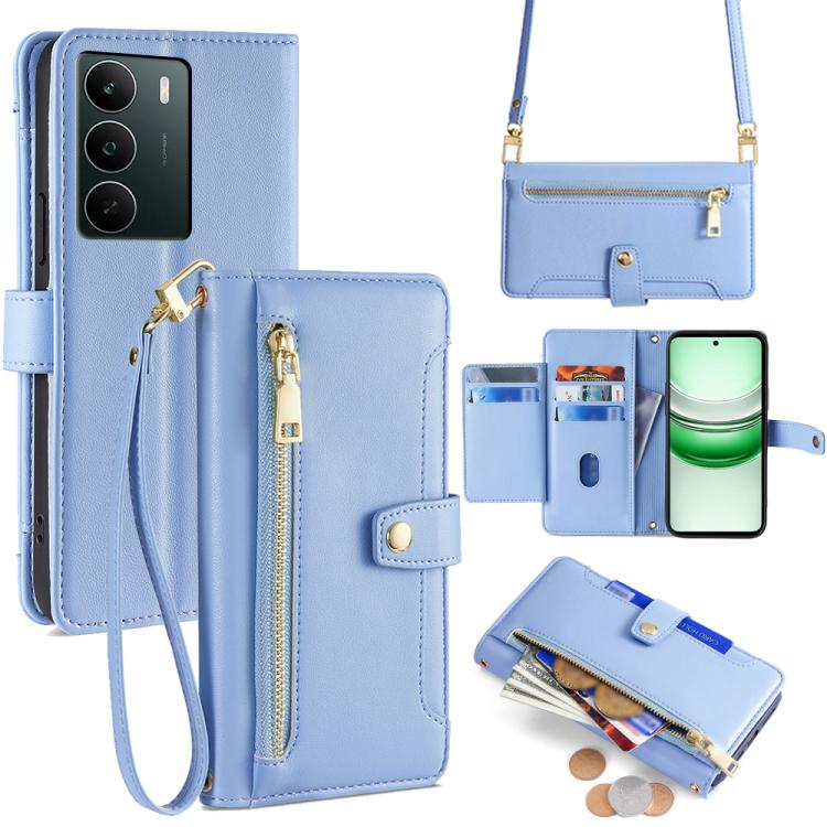 Sheep Texture Cross-body Zipper Wallet Leather Phone Case, For Realme C85 5G, For Realme C85 Pro 4G, For Realme 15T 5G Global, For Realme C71 4G, For Realme GT 7 5G Global, For Realme 14 5G Global, For Realme P3 Ultra 5G, For Realme 14 Pro+ 5G