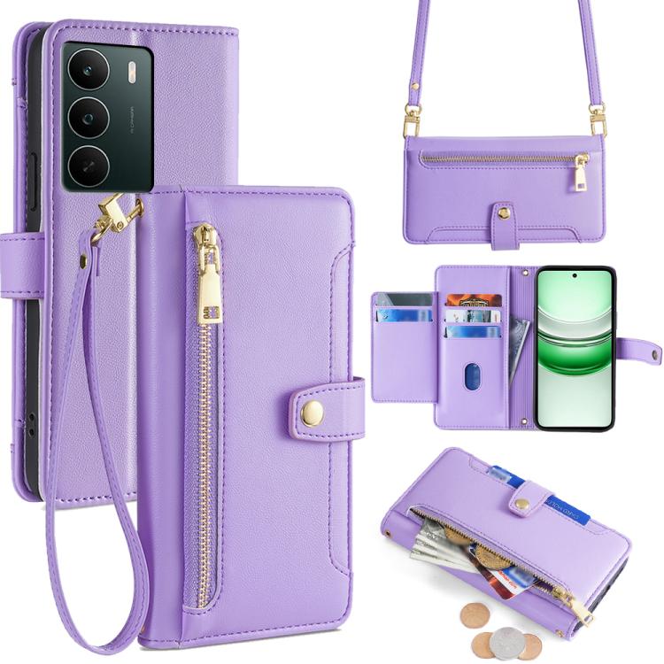 Sheep Texture Cross-body Zipper Wallet Leather Phone Case, For Realme C85 5G, For Realme C85 Pro 4G, For Realme 15T 5G Global, For Realme C71 4G, For Realme GT 7 5G Global, For Realme 14 5G Global, For Realme P3 Ultra 5G, For Realme 14 Pro+ 5G