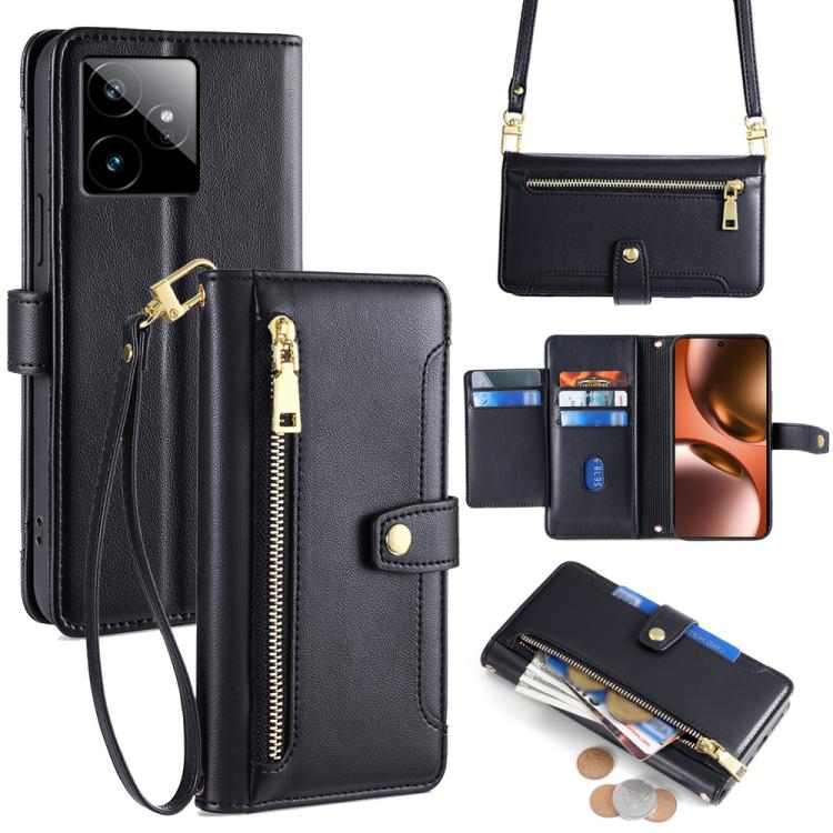 Sheep Texture Cross-body Zipper Wallet Leather Phone Case, For Realme C85 5G, For Realme C85 Pro 4G, For Realme 15T 5G Global, For Realme C71 4G, For Realme GT 7 5G Global, For Realme 14 5G Global, For Realme P3 Ultra 5G, For Realme 14 Pro+ 5G