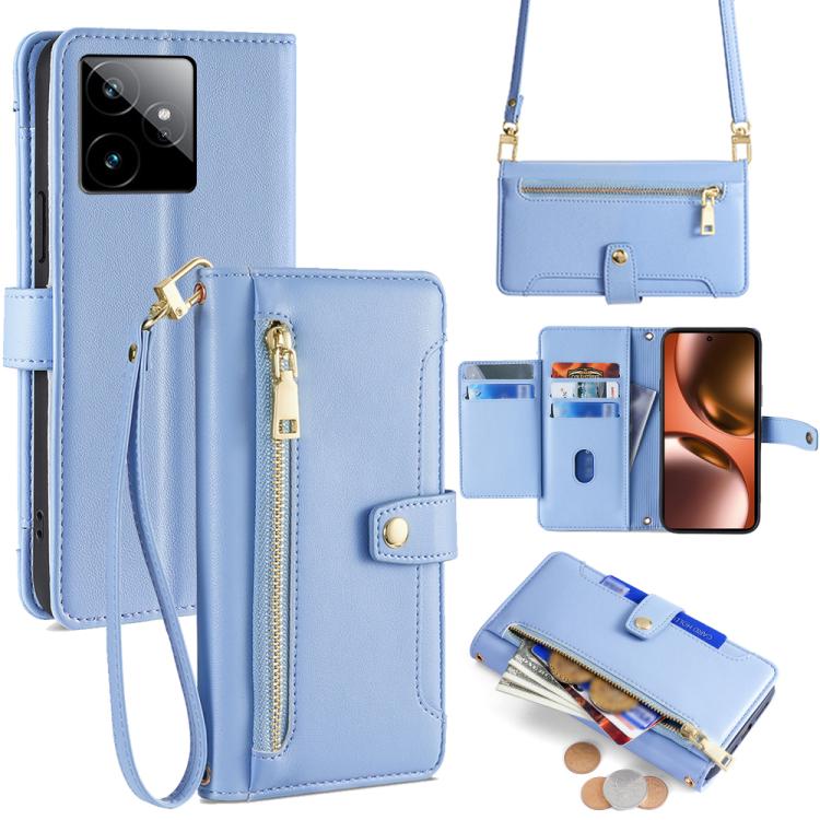 Sheep Texture Cross-body Zipper Wallet Leather Phone Case, For Realme C85 5G, For Realme C85 Pro 4G, For Realme 15T 5G Global, For Realme C71 4G, For Realme GT 7 5G Global, For Realme 14 5G Global, For Realme P3 Ultra 5G, For Realme 14 Pro+ 5G