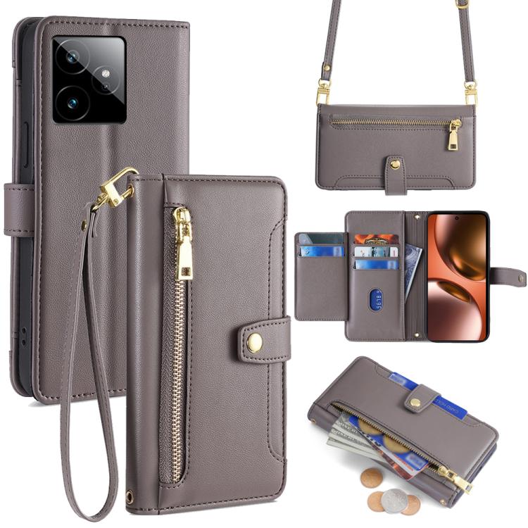 Sheep Texture Cross-body Zipper Wallet Leather Phone Case, For Realme C85 5G, For Realme C85 Pro 4G, For Realme 15T 5G Global, For Realme C71 4G, For Realme GT 7 5G Global, For Realme 14 5G Global, For Realme P3 Ultra 5G, For Realme 14 Pro+ 5G