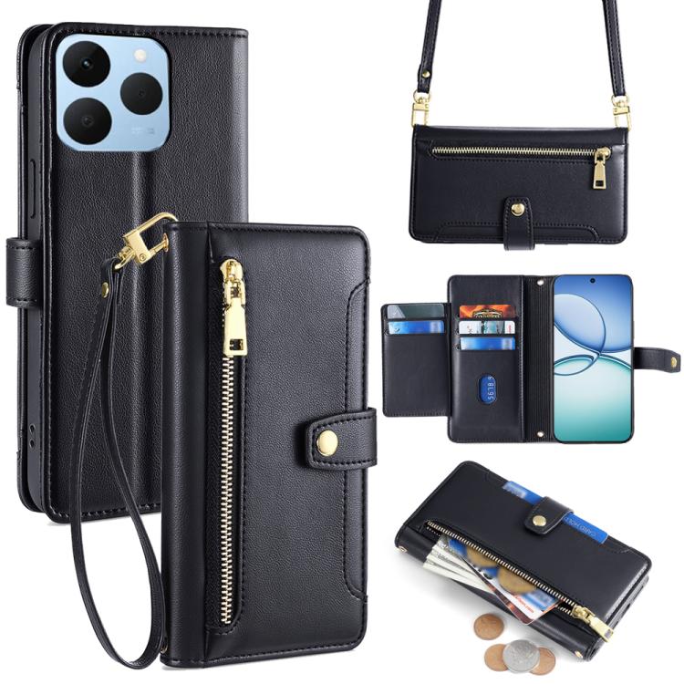 Sheep Texture Cross-body Zipper Wallet Leather Phone Case, For Realme C85 5G, For Realme C85 Pro 4G, For Realme 15T 5G Global, For Realme C71 4G, For Realme GT 7 5G Global, For Realme 14 5G Global, For Realme P3 Ultra 5G, For Realme 14 Pro+ 5G