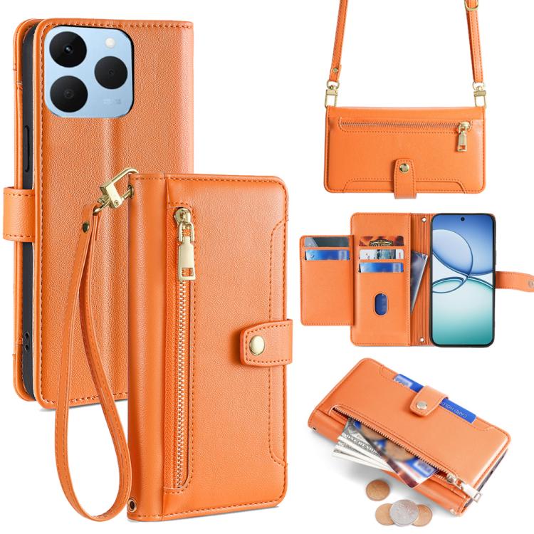Sheep Texture Cross-body Zipper Wallet Leather Phone Case, For Realme C85 5G, For Realme C85 Pro 4G, For Realme 15T 5G Global, For Realme C71 4G, For Realme GT 7 5G Global, For Realme 14 5G Global, For Realme P3 Ultra 5G, For Realme 14 Pro+ 5G