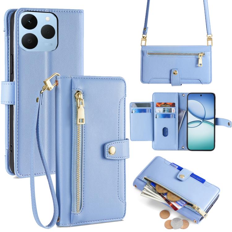Sheep Texture Cross-body Zipper Wallet Leather Phone Case, For Realme C85 5G, For Realme C85 Pro 4G, For Realme 15T 5G Global, For Realme C71 4G, For Realme GT 7 5G Global, For Realme 14 5G Global, For Realme P3 Ultra 5G, For Realme 14 Pro+ 5G