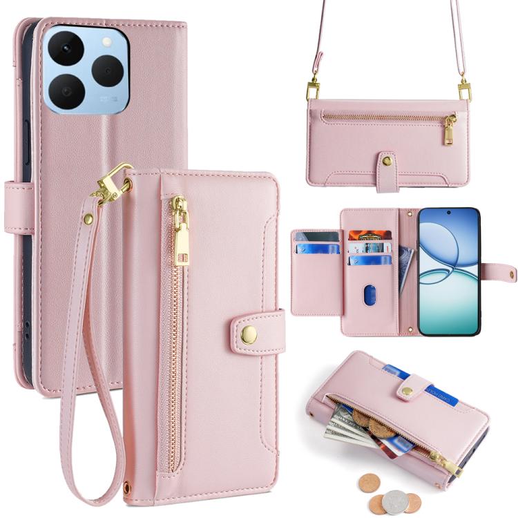 Sheep Texture Cross-body Zipper Wallet Leather Phone Case, For Realme C85 5G, For Realme C85 Pro 4G, For Realme 15T 5G Global, For Realme C71 4G, For Realme GT 7 5G Global, For Realme 14 5G Global, For Realme P3 Ultra 5G, For Realme 14 Pro+ 5G