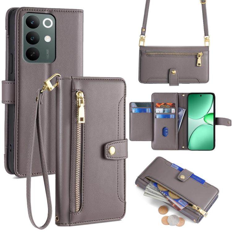 Sheep Texture Cross-body Zipper Wallet Leather Phone Case, For Realme C85 5G, For Realme C85 Pro 4G, For Realme 15T 5G Global, For Realme C71 4G, For Realme GT 7 5G Global, For Realme 14 5G Global, For Realme P3 Ultra 5G, For Realme 14 Pro+ 5G