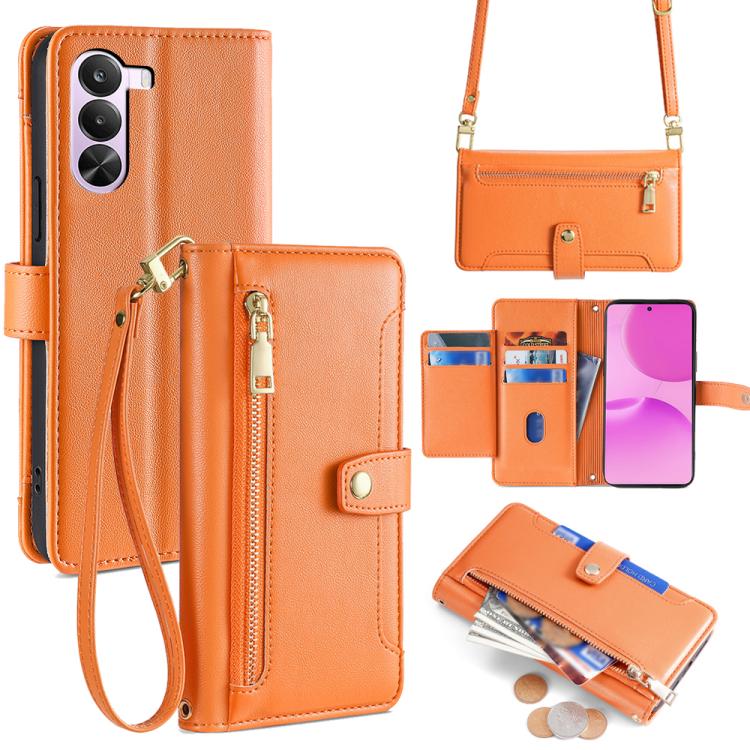 Sheep Texture Cross-body Zipper Wallet Leather Phone Case, For Realme Neo8 5G, For Realme 16 Pro+ 5G, For Realme 16 Pro 5G, For Realme P4x 5G, For Realme C85 5G, For Realme C85 Pro 4G, For Realme 15T 5G Global, For Realme C71 4G