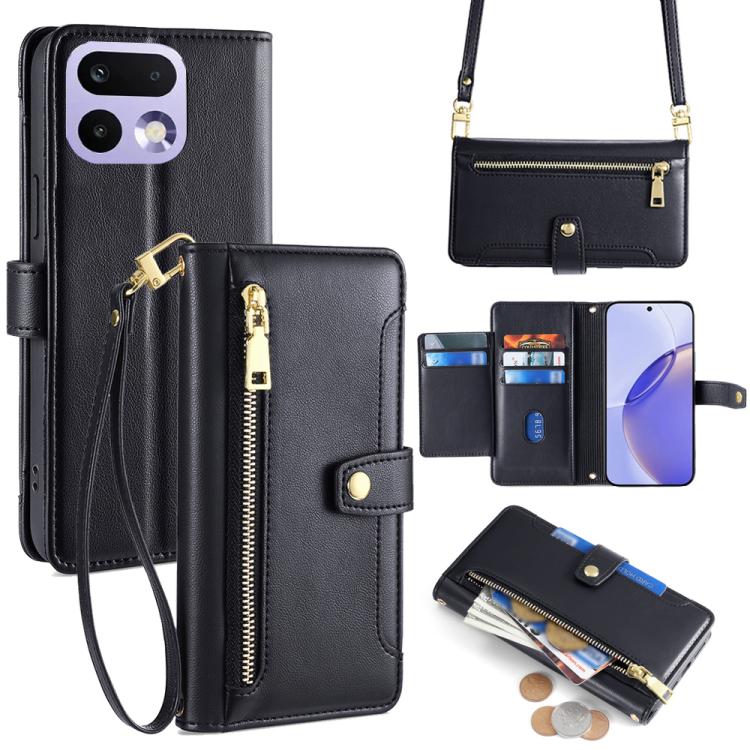 Sheep Texture Cross-body Zipper Wallet Leather Phone Case, For Realme Neo8 5G, For Realme 16 Pro+ 5G, For Realme 16 Pro 5G, For Realme P4x 5G, For Realme C85 5G, For Realme C85 Pro 4G, For Realme 15T 5G Global, For Realme C71 4G