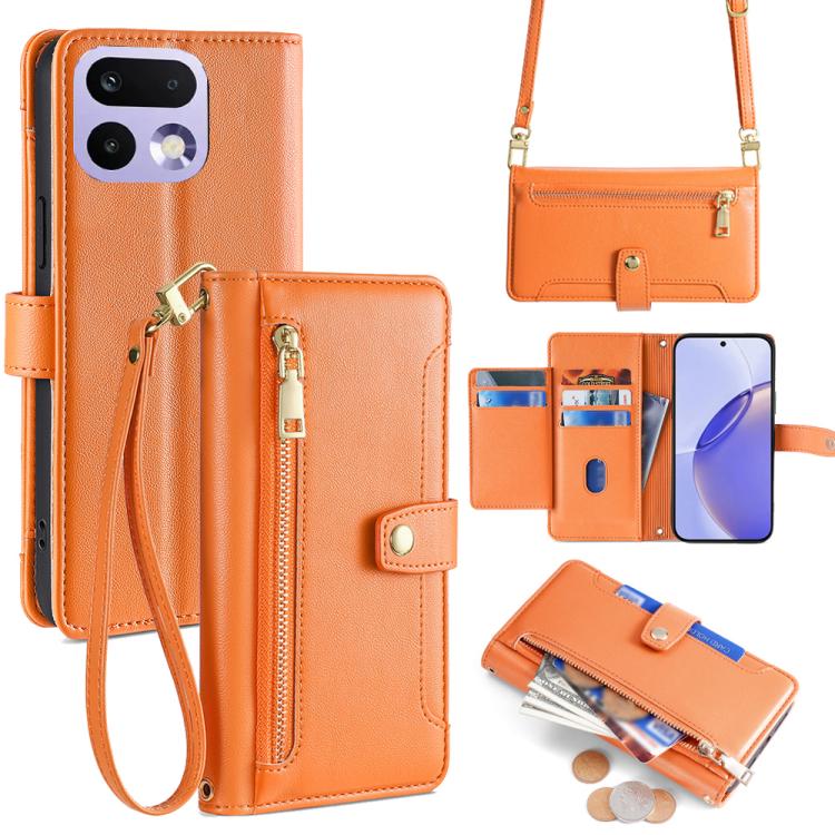 Sheep Texture Cross-body Zipper Wallet Leather Phone Case, For Realme Neo8 5G, For Realme 16 Pro+ 5G, For Realme 16 Pro 5G, For Realme P4x 5G, For Realme C85 5G, For Realme C85 Pro 4G, For Realme 15T 5G Global, For Realme C71 4G