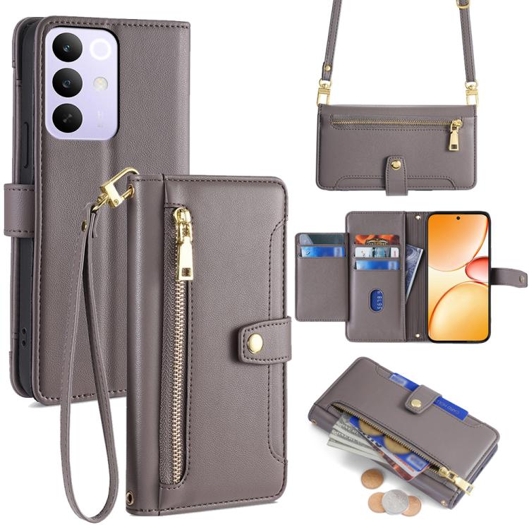 Sheep Texture Cross-body Zipper Wallet Leather Phone Case, For Realme C85 5G, For Realme C85 Pro 4G, For Realme 15T 5G Global, For Realme C71 4G, For Realme GT 7 5G Global, For Realme 14 5G Global, For Realme P3 Ultra 5G, For Realme 14 Pro+ 5G