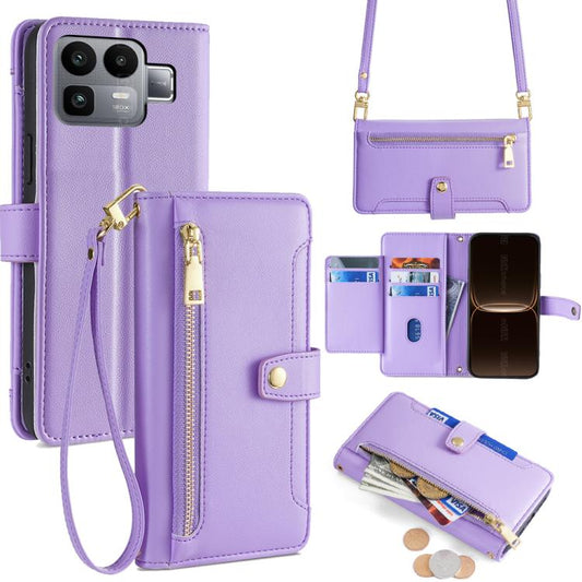 Sheep Texture Cross-body Zipper Wallet Leather Phone Case, For Realme Neo8 5G, For Realme 16 Pro+ 5G, For Realme 16 Pro 5G, For Realme P4x 5G, For Realme C85 5G, For Realme C85 Pro 4G, For Realme 15T 5G Global, For Realme C71 4G
