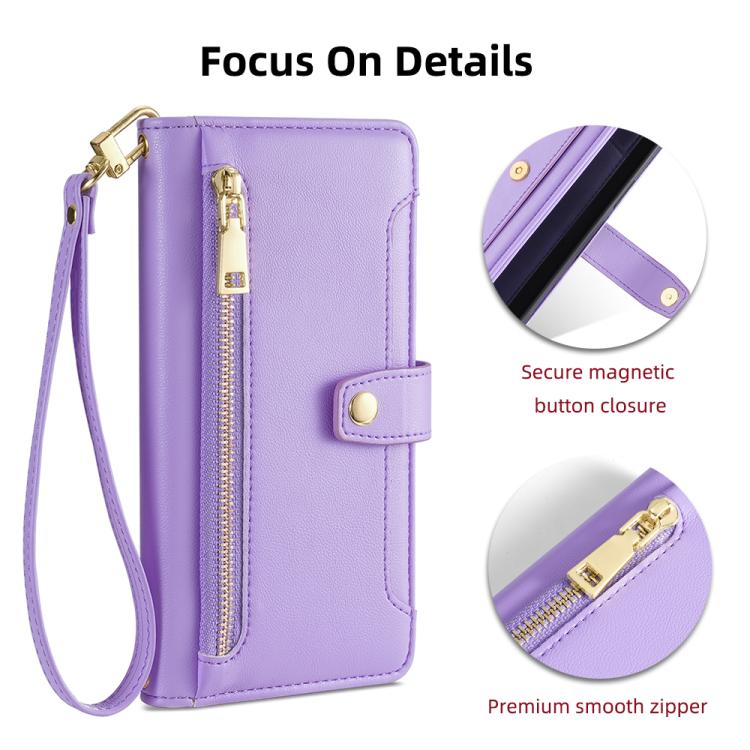 Sheep Texture Cross-body Zipper Wallet Leather Phone Case, For Realme Neo8 5G, For Realme 16 Pro+ 5G, For Realme 16 Pro 5G, For Realme P4x 5G, For Realme C85 5G, For Realme C85 Pro 4G, For Realme 15T 5G Global, For Realme C71 4G