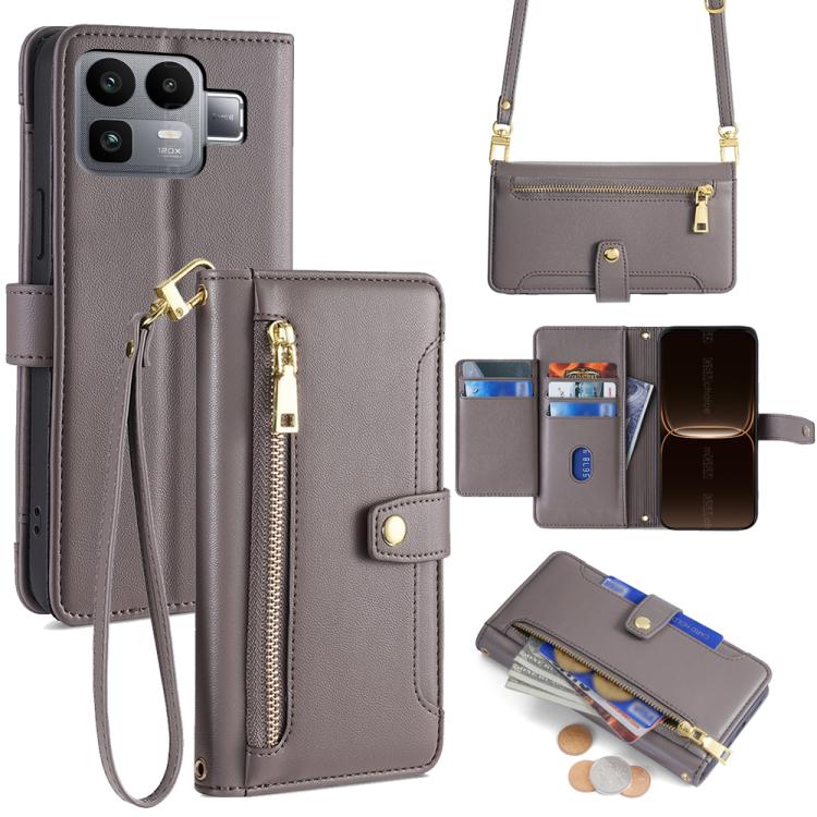 Sheep Texture Cross-body Zipper Wallet Leather Phone Case, For Realme Neo8 5G, For Realme 16 Pro+ 5G, For Realme 16 Pro 5G, For Realme P4x 5G, For Realme C85 5G, For Realme C85 Pro 4G, For Realme 15T 5G Global, For Realme C71 4G