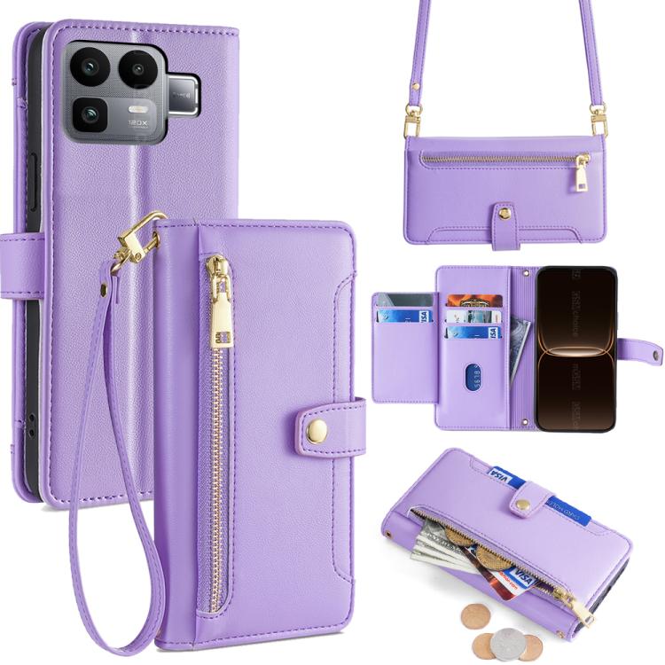 Sheep Texture Cross-body Zipper Wallet Leather Phone Case, For Realme Neo8 5G, For Realme 16 Pro+ 5G, For Realme 16 Pro 5G, For Realme P4x 5G, For Realme C85 5G, For Realme C85 Pro 4G, For Realme 15T 5G Global, For Realme C71 4G