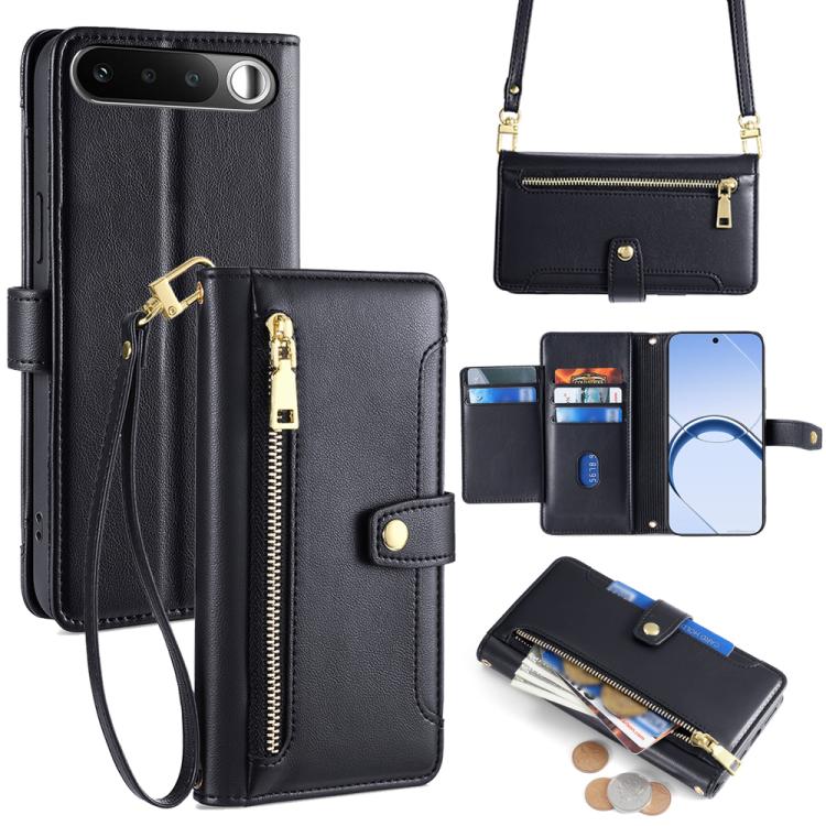 Sheep Texture Cross-body Zipper Wallet Leather Phone Case, For Realme P4 Power 5G, For Realme Note 80 4G, For Realme C83 5G, For Realme Neo8 5G, For Realme 16 5G Global, For Realme 16 Pro+ 5G, For Realme 16 Pro 5G, For Realme P4x 5G