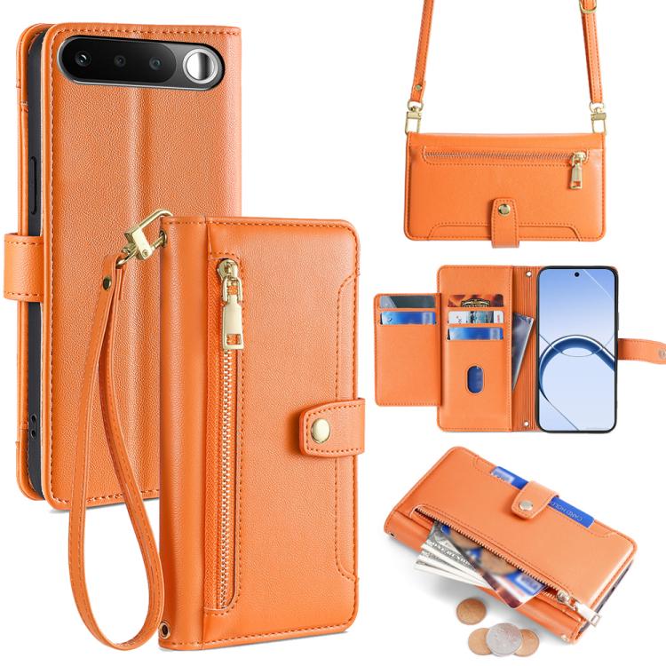 Sheep Texture Cross-body Zipper Wallet Leather Phone Case, For Realme P4 Power 5G, For Realme Note 80 4G, For Realme C83 5G, For Realme Neo8 5G, For Realme 16 5G Global, For Realme 16 Pro+ 5G, For Realme 16 Pro 5G, For Realme P4x 5G
