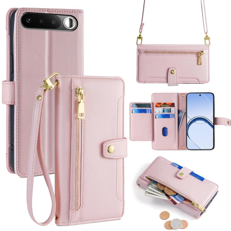 Sheep Texture Cross-body Zipper Wallet Leather Phone Case, For Realme P4 Power 5G, For Realme Note 80 4G, For Realme C83 5G, For Realme Neo8 5G, For Realme 16 5G Global, For Realme 16 Pro+ 5G, For Realme 16 Pro 5G, For Realme P4x 5G